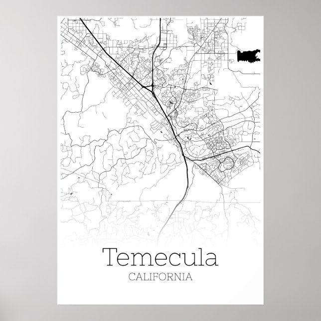 Carte Temecula - Californie - Poster de carte de v (Devant)