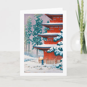 Carte Temple Saishoin en Neige, Hasui Kawase, Coupe de b