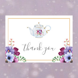 Carte Temps Pour Le Thé Floral Fête des mariées Merci