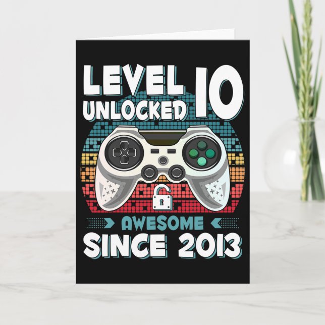 Carte Ten 10yr Bday Son Boy Funny Gamer 10th 10 Year Old (Devant)