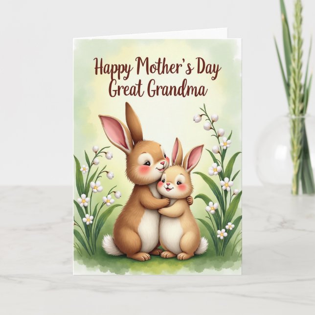 Carte tendre de fête des mères lapin (Devant)