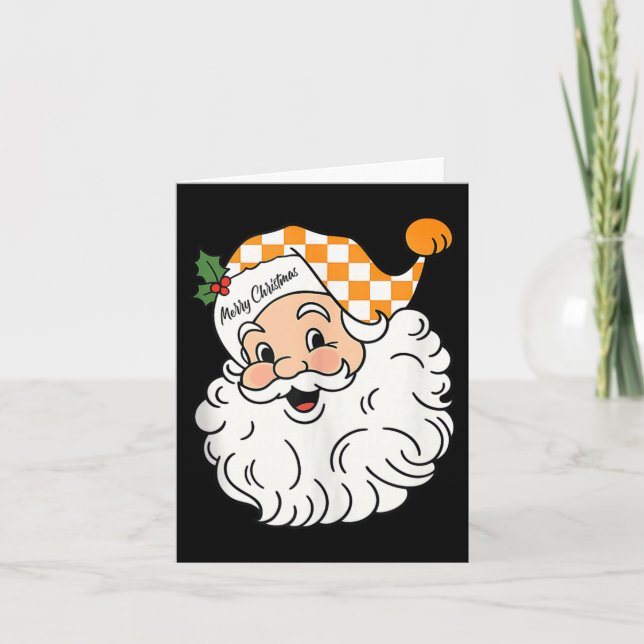 Carte Tennessee Merry Christmas Santa Checkerboard Orang (Devant)