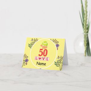 Carte Tennis 50e anniversaire sur balle de tennis pour j