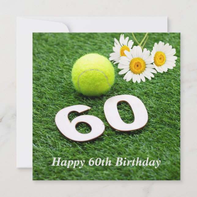 Carte Tennis 60e anniversaire avec balle de tennis (Devant)