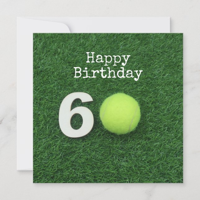 Carte Tennis 60e anniversaire avec balle de tennis et no (Devant)