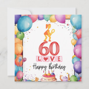 Carte Tennis 60e anniversaire pour une joueuse