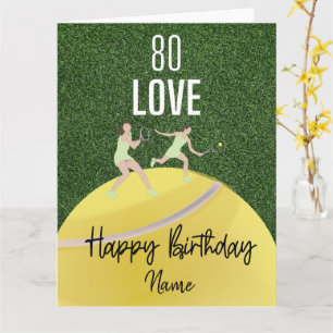 Carte Tennis 80e Anniversaire Joueur sur Vert