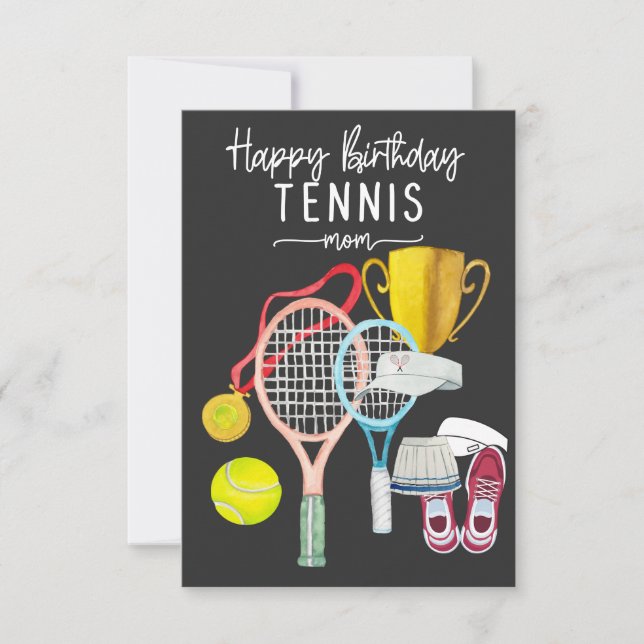 Carte Tennis Anniversaire avec raquette et balle pour ma (Devant)