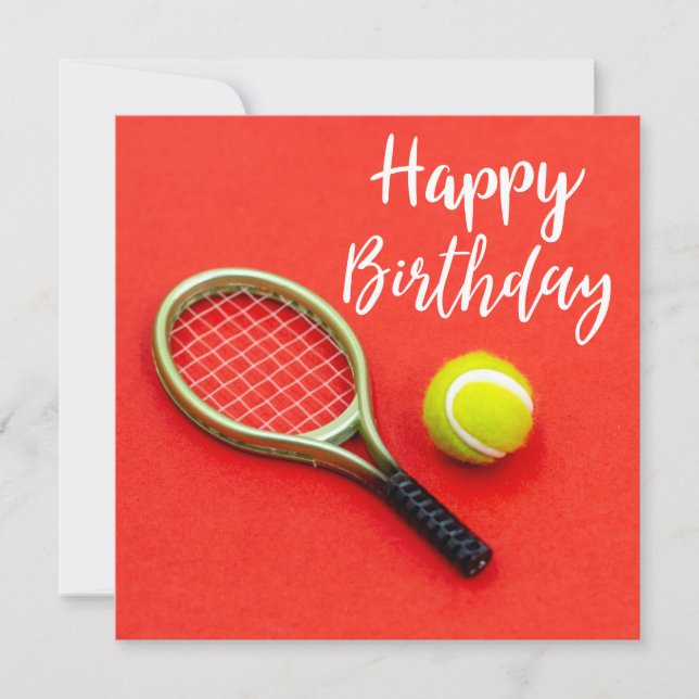Carte Tennis avec raquette sur rouge Anniversaire (Devant)