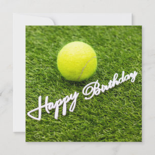 Carte Tennis avec un joyeux mot d'anniversaire vert