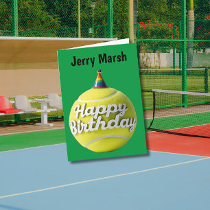 Carte Tennis balle avec heureux anniversaire casquette