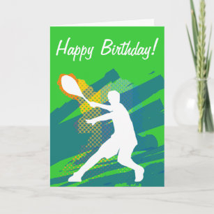 Carte Tennis Birthday card with silhouette of player