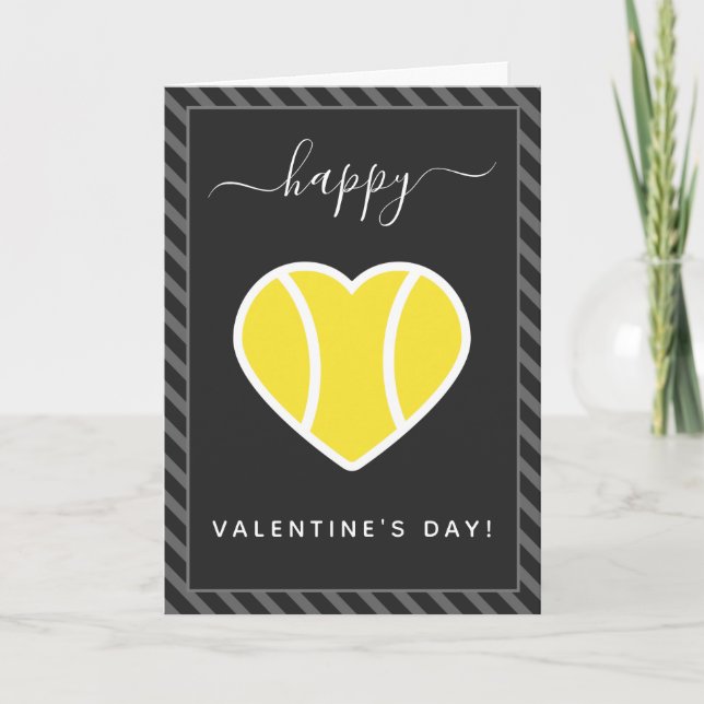 Carte Tennis Coeur Saint Valentin Sports Thème Striped (Devant)