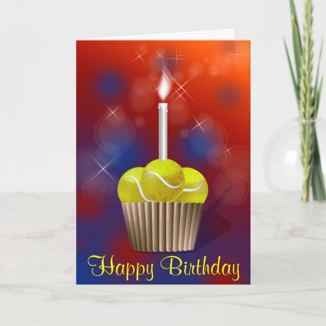 Carte Tennis Cupcake Joyeux Anniversaire (Devant)