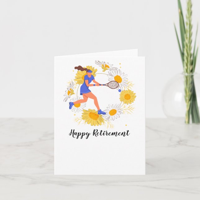 Carte Tennis Joyeuse retraite au joueur de tennis (Devant)