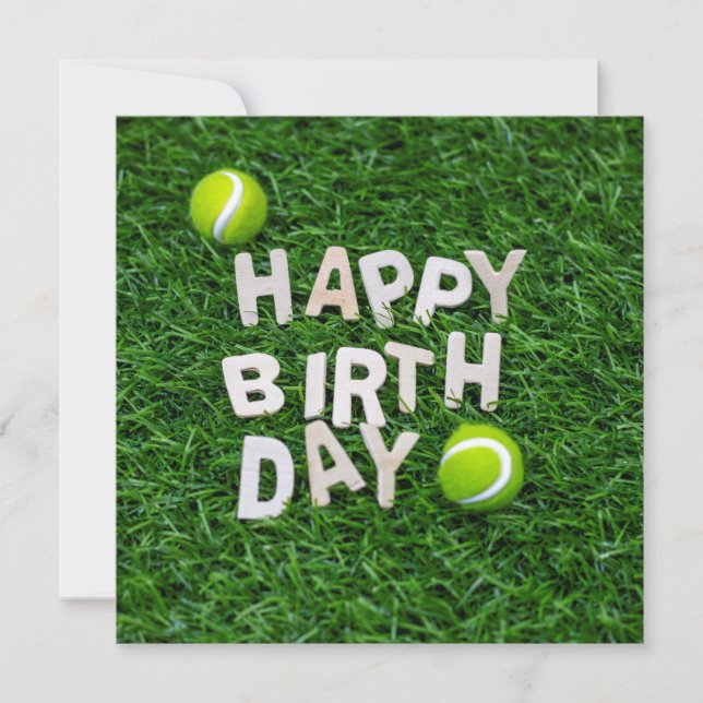 Carte Tennis Joyeux Anniversaire avec Tennis ball sur ve (Devant)