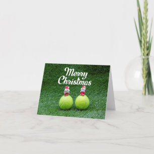 Carte Tennis Joyeux Noël avec balle de tennis Père Noël
