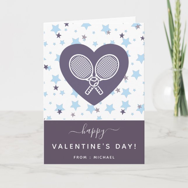 Carte Tennis Love Crossed Raquettes Personnalisé Romanti (Devant)