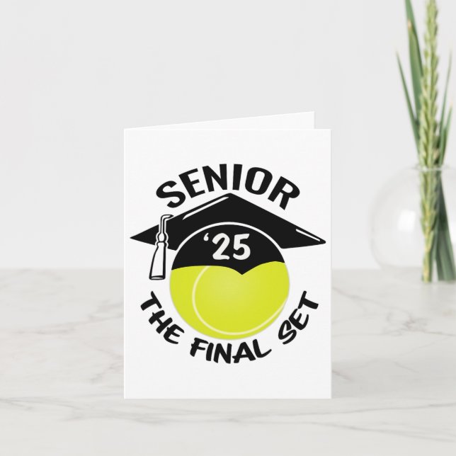 Carte Tennis Senior 2025 Le dernier set Graduation Cap (Devant)