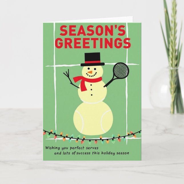 Carte Tennis Snowman Holiday Card (Devant)