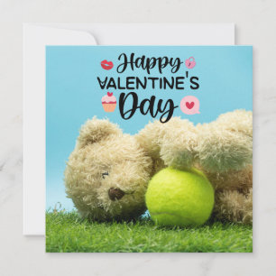 Carte Tennis Teddy bear Joyeuse Saint-Valentin au joueur