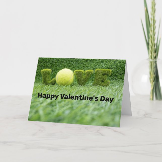 Carte Tennis Valentine's Day avec balle, raquette et amo (Devant)