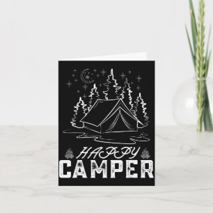 Carte Tente de campeur heureux rétro forêt de pins nuit