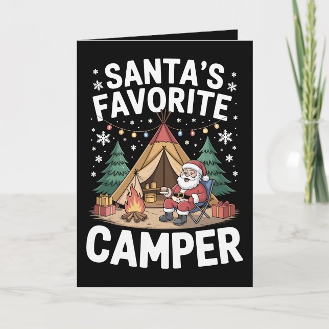 Carte Tente de camping de Noël au feu de camp préféré du (Devant)