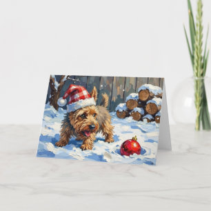 Carte Tenter Cairn Terrier Chien Creusant pour Noël T