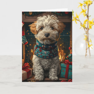 Carte Tenterfield Terrier avec des cadeaux de Noël chemi