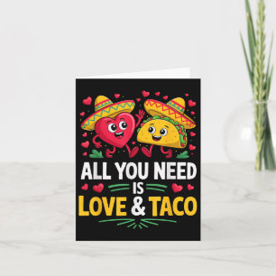 Carte Tenue Chapeau Taco et Amour Drôle Mexicain Cinco
