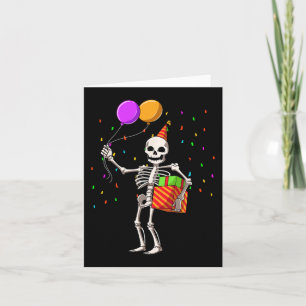 Carte Tenue de fête d'anniversaire Halloween squelette A