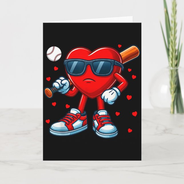 Carte Tenue de Saint-Valentin de baseball d'amour de coe (Devant)