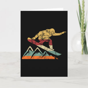 Carte Tenue Rétro Snowboard Ski Skiing Skieur Montagne V