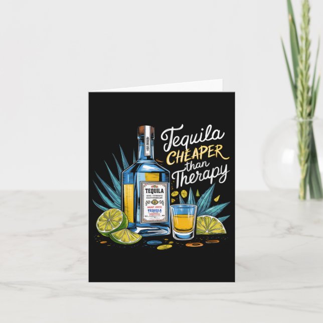 Carte Tequila Rétro Boire Tequila Moins Cher Qu'Un Trois (Devant)