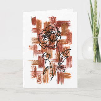 Carte Terracotta Moderne et Rose à l'Encre Pliée