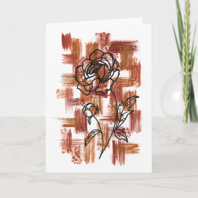 Carte Terracotta Moderne et Rose à l'Encre Pliée (Devant)