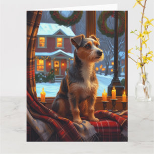Carte Terrier Australien Avec Les Lumières De Noël