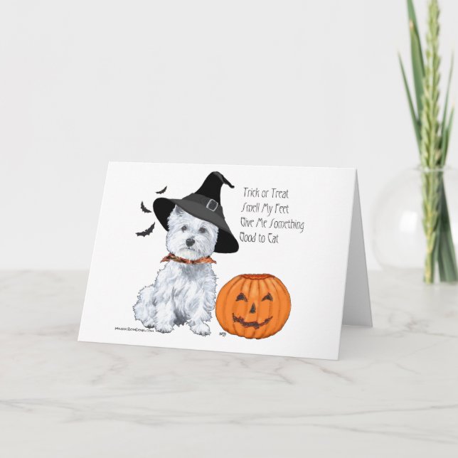Carte Terrier blanc de West Highland Halloween (Devant)