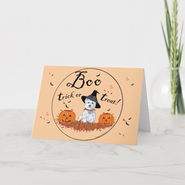 Carte Terrier blanc de West Highland Halloween (Devant)