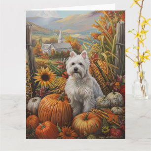 Carte Terrier blanc West Highland automne Action de grâc