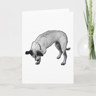 Carte Terrier dessiné à l'encre Bonjour