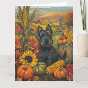Carte Térrier Écossais Chien Récolte d'Automne Action de