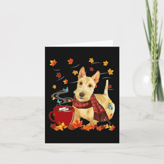 Carte Terrier écossais roux - Automne - Chocolat - Chaud (Devant)