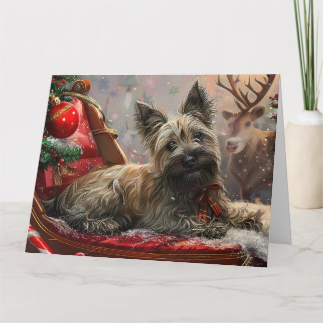 Carte Térrier Skye de Noël Fêtard (Devant)