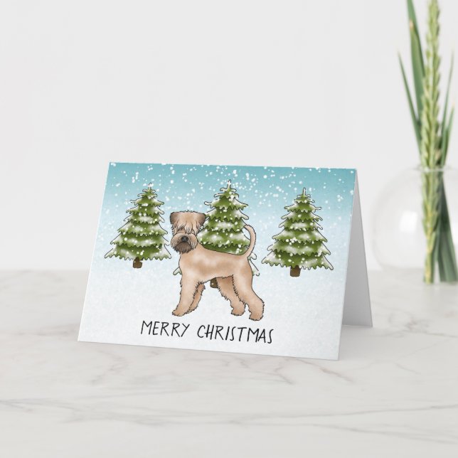Carte Terrier Wheaten à poil doux Forêt enneigée d'hiver (Devant)