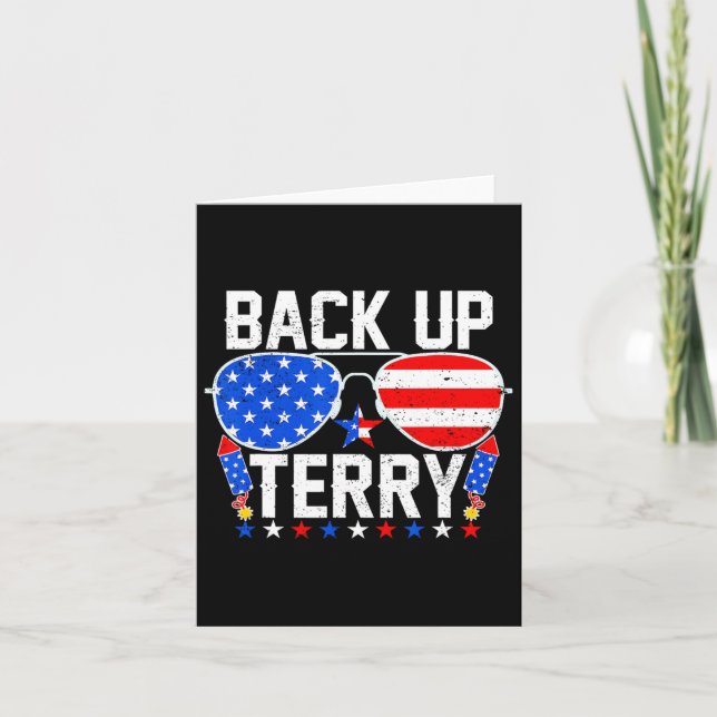 Carte Terry de secours Drôle du 4 juillet Drapeau améric (Devant)