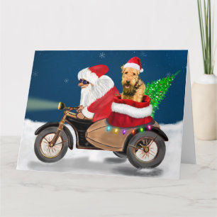 Carte Tervueren Airedale Terrier Chien Noël Père Noël   