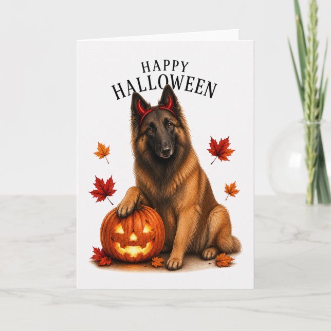 Carte Tervuren belge chien diable d'Halloween (Devant)