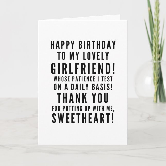 Carte Test de petites amies patience heureux anniversair (Devant)